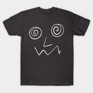 Crazy Dizzy Confused Caffeinated Face Abstract Minimalist Line Art T-Shirt